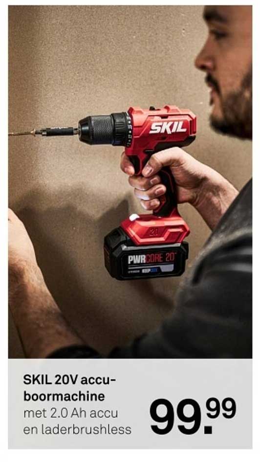 SKIL 20V accu-boormachine met 2.0 Ah accu en ladersbrushless
