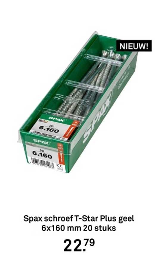 Spax schroef T-Star Plus geel 6x160 mm 20 stuks