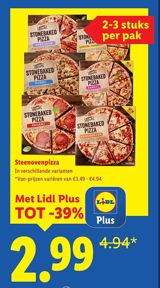 Steenovenpizza in verschillende varianten