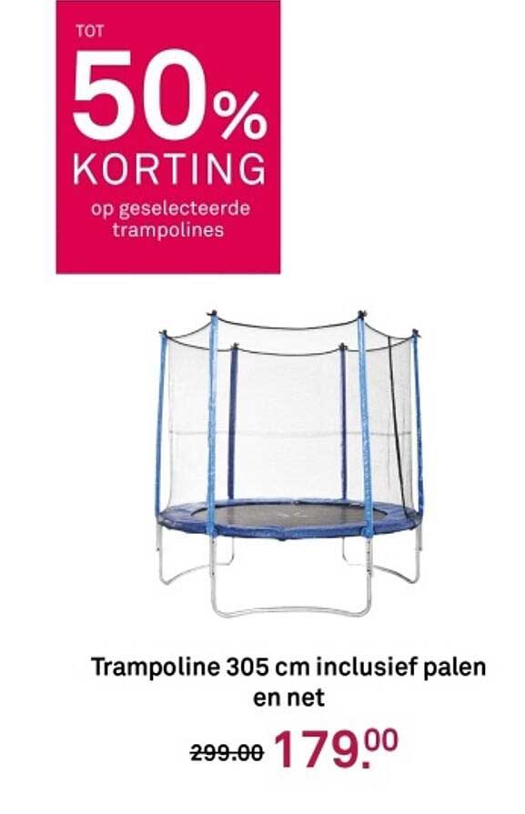 Trampoline 305 cm inclusief palen en net