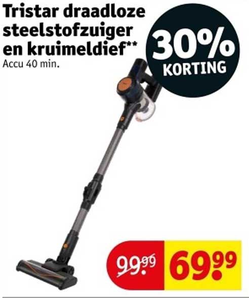 Tristar draadloze steelstofzuiger en kruimeldief**