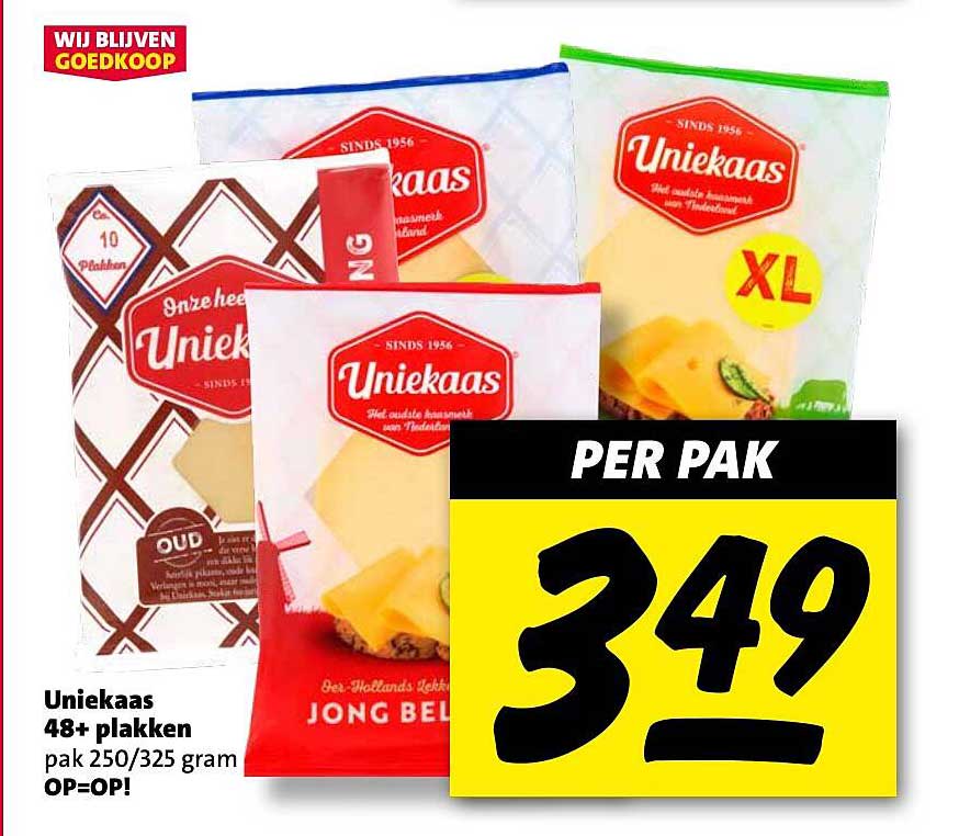 Uniekaas 48+ plakken pak 250/325 gram OP=OP!