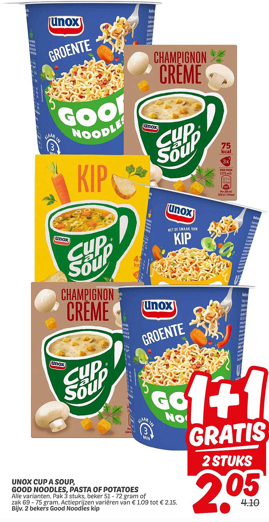 UNOX Cup a Soup, Good Noodles, Pasta of Potatoes