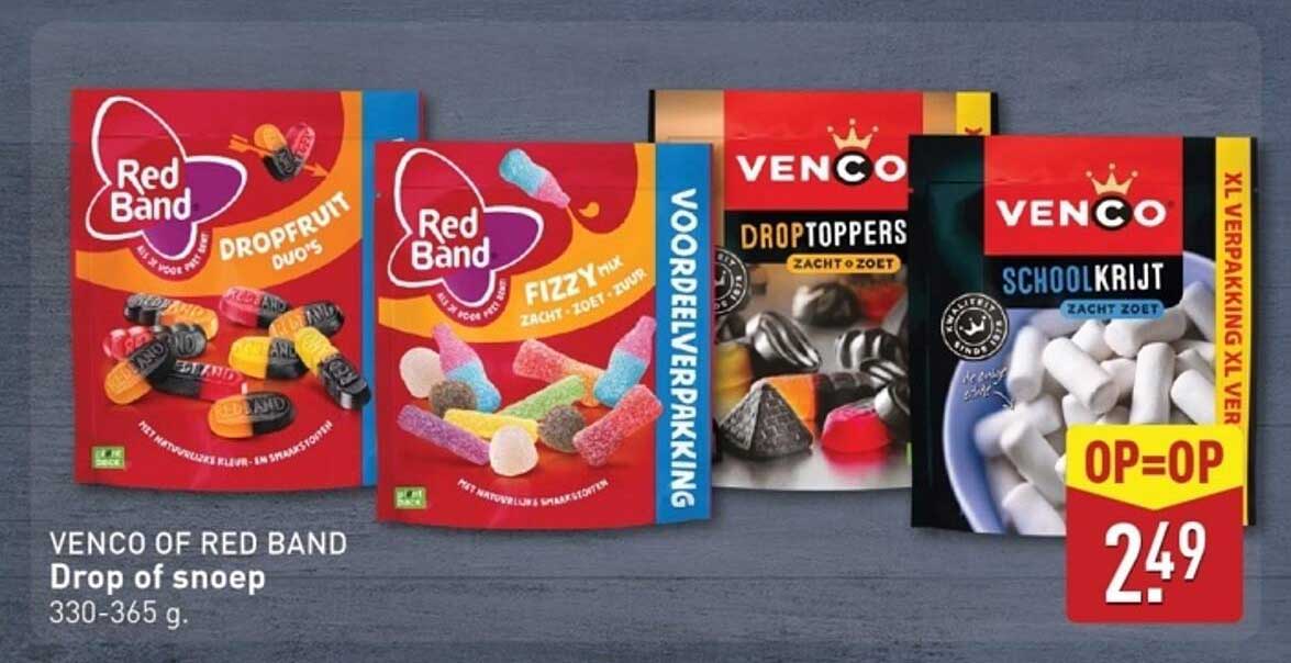 VENCO OF RED BAND Drop of snoep 330-365 g.
