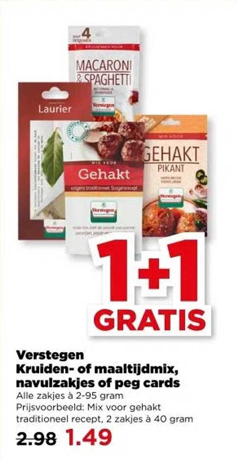 Verstegen Kruiden- of maaltijdmix, navulzakjes of peg cards