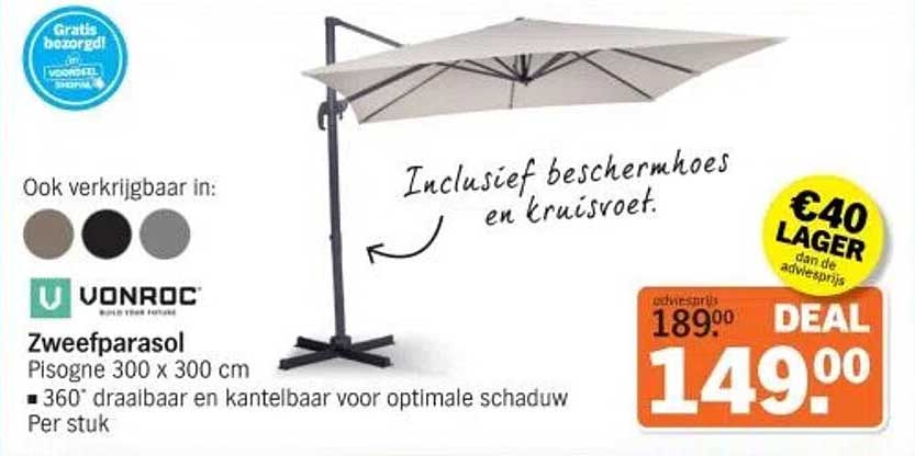 VONROC Zweefparasol Pisogne 300 x 300 cm