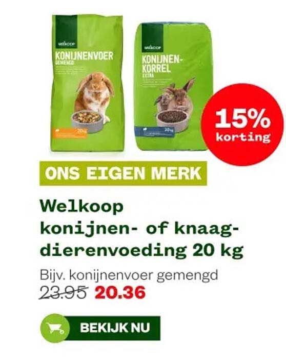Welkoop konijnen- of knaagdierenvoeding 20 kg