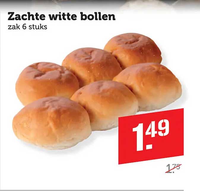 Zachte witte bollen zak 6 stuks