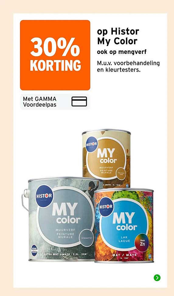 30% korting op Histor My Color ook op mengverf