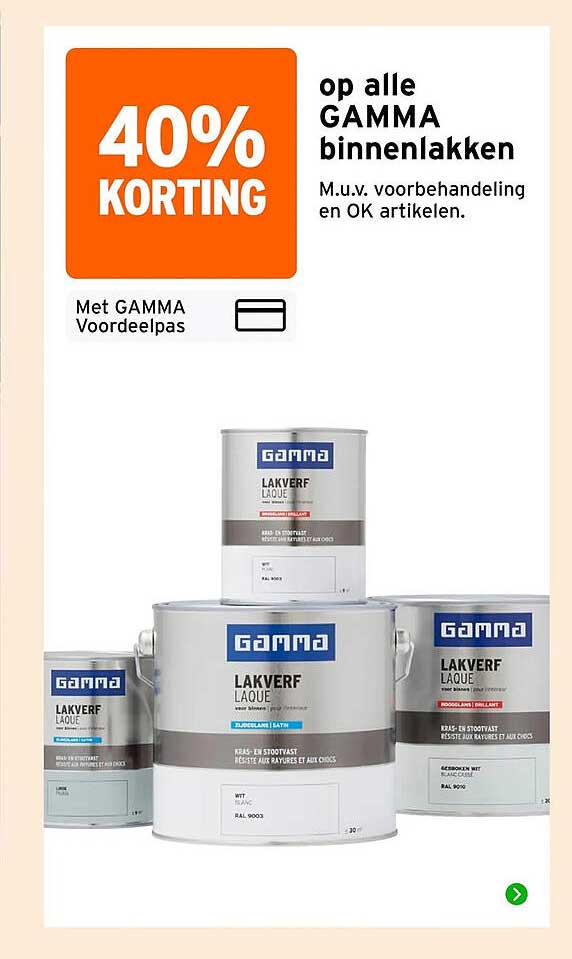 40% korting op alle GAMMA binnenlakken
