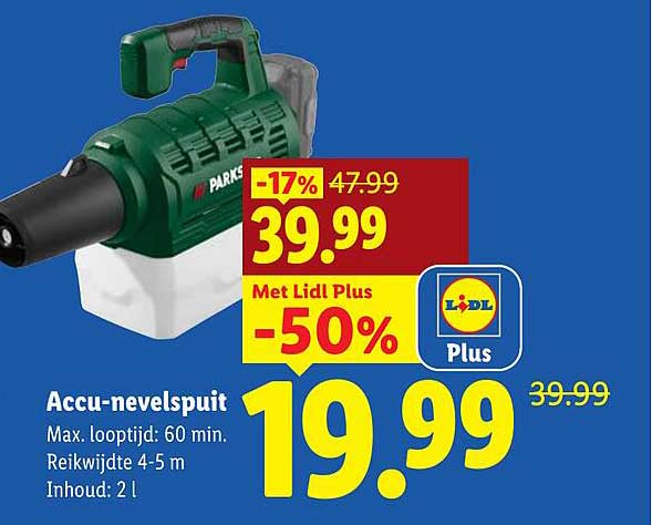 Accu-nevelspuit Met Lidl Plus -50%