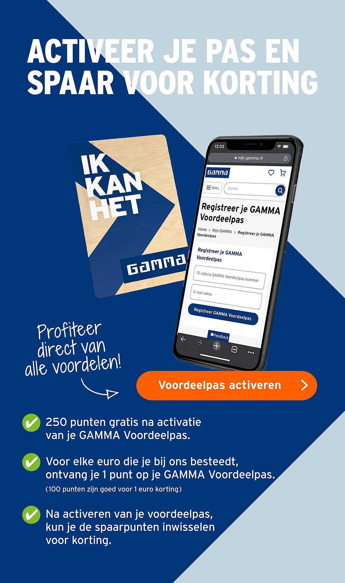 Activeer je pas en spaar voor korting