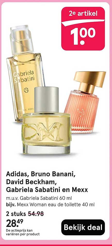 Adidas, Bruno Banani, David Beckham, Gabriela Sabatini en Mexx 2e artikel