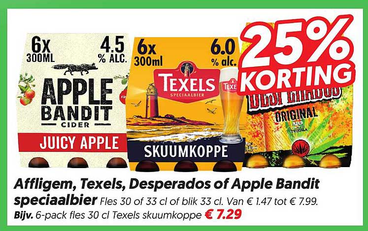 Affligem, Texels, Desperados of Apple Bandit speciaalbier 25% KORTING
