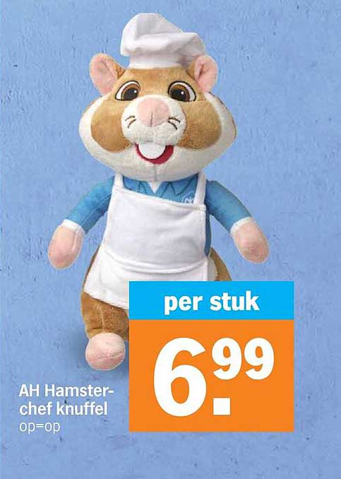 AH Hamster-chef knuffel op=op