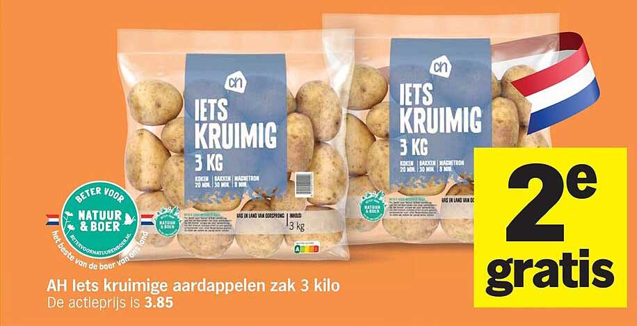 AH Iets kruimige aardappelen zak 3 kilo 2e gratis