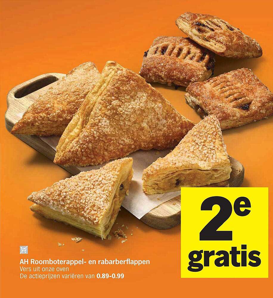 AH Roomboterappel- en rabarberflappen 2e gratis