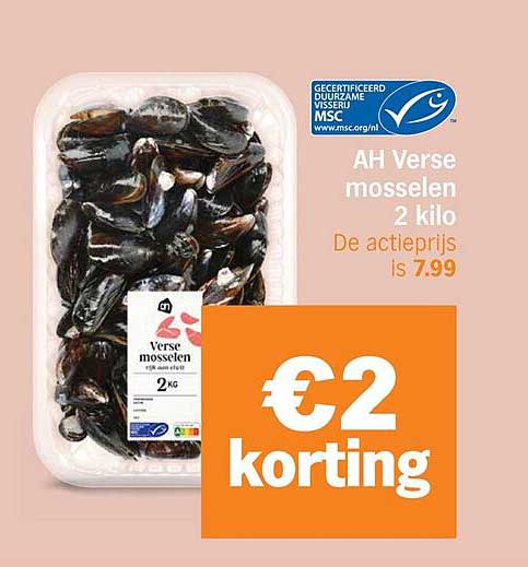 AH Verse mosselen 2 kilo 2 korting