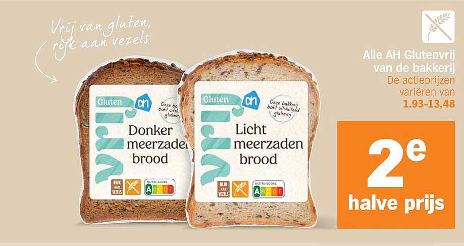 Alle AH Glutenvrij van de bakkerij 2e halve prijs