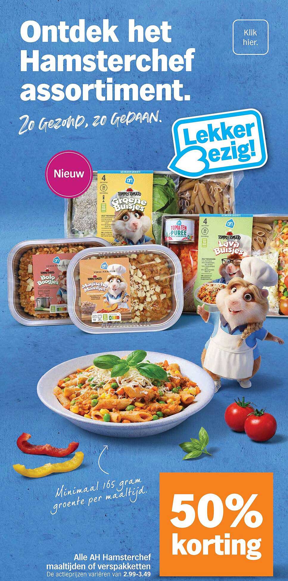 Alle AH Hamsterchef maaltijden of verspakketten 50% korting