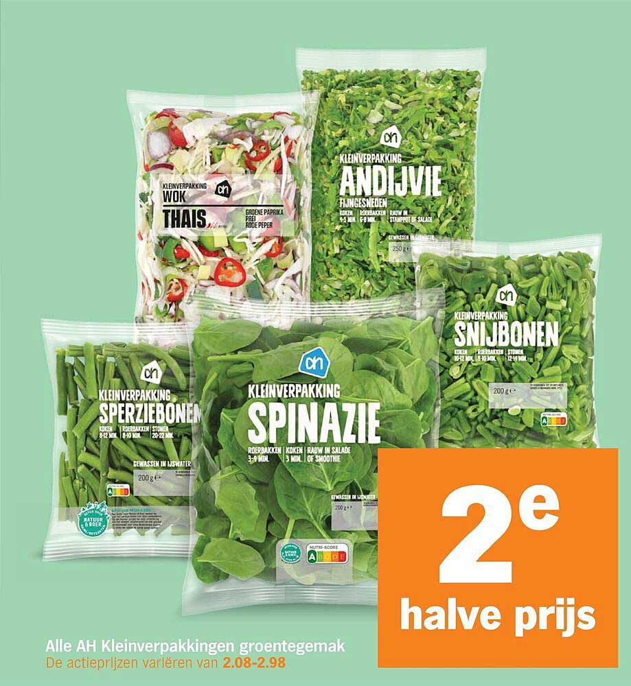 Alle AH Kleinverpakkingen groente gemak 2e halve prijs