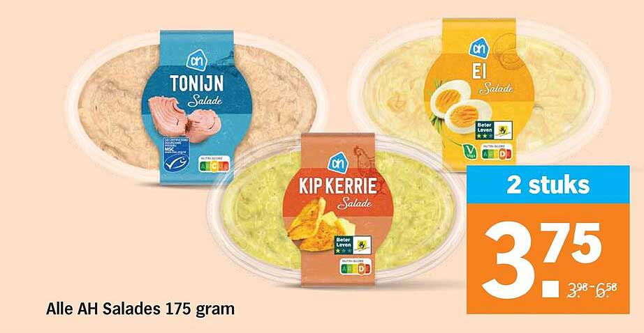 Alle AH Salades 175 gram 2 stuks
