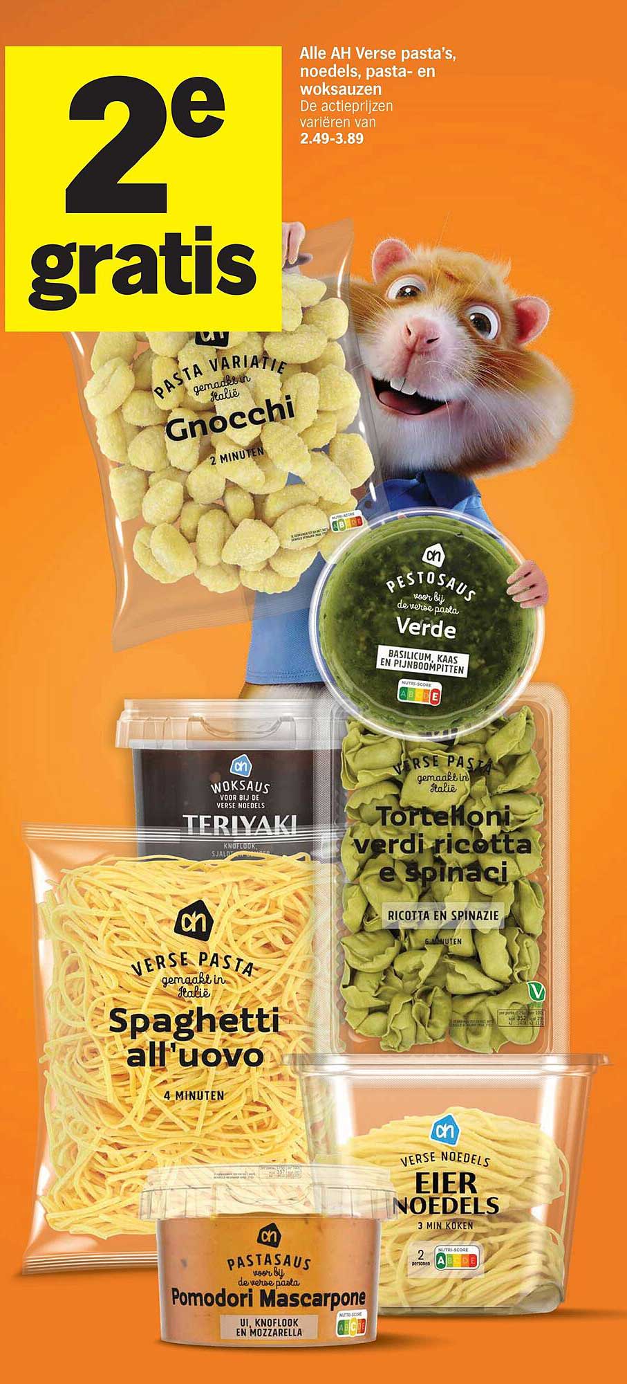 Alle AH Verse pasta’s, noedels, pasta- en woksauzen 2e gratis