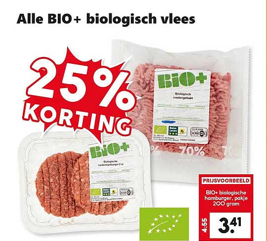 Alle BIO+ biologisch vlees 25% korting