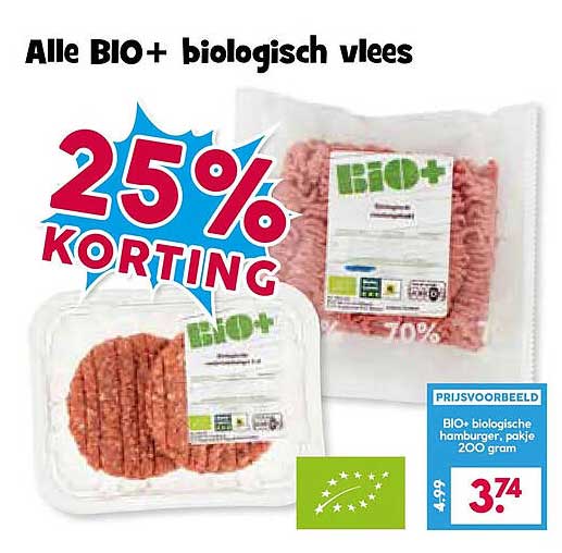 Alle BIO+ biologisch vlees 25% korting