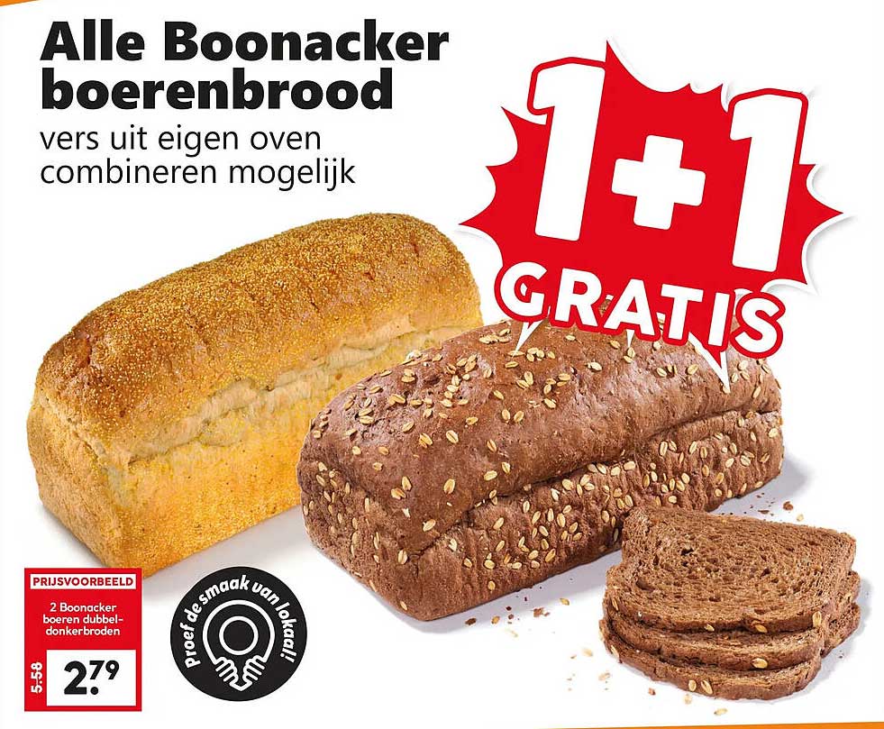 Alle Boonacker boerenbrood 1+1 GRATIS