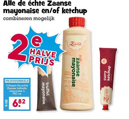 Alle de échte Zaanse mayonaise en/of ketchup combineren mogelijk 2e halve prijs