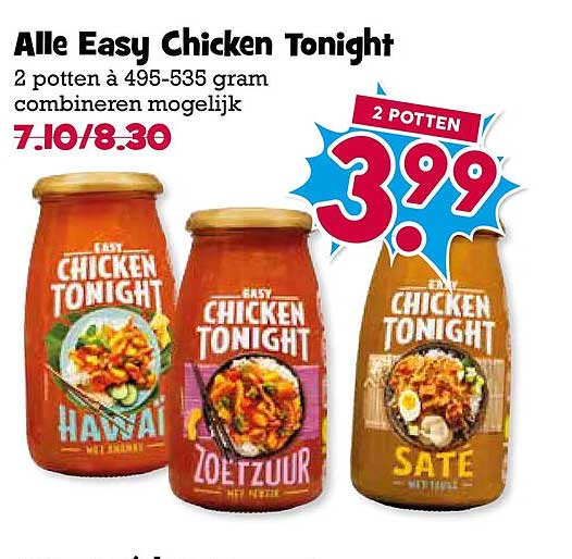Alle Easy Chicken Tonight 2 potten