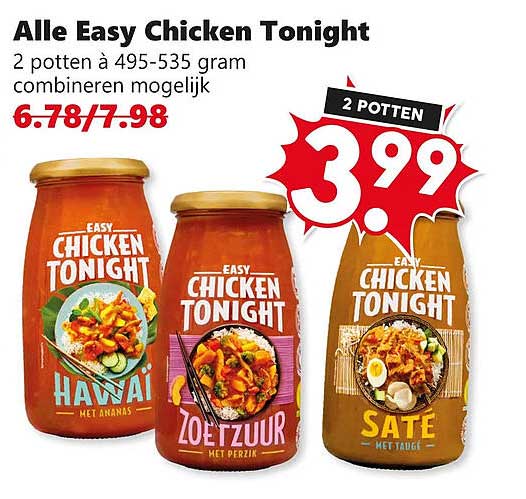 Alle Easy Chicken Tonight 2 potten