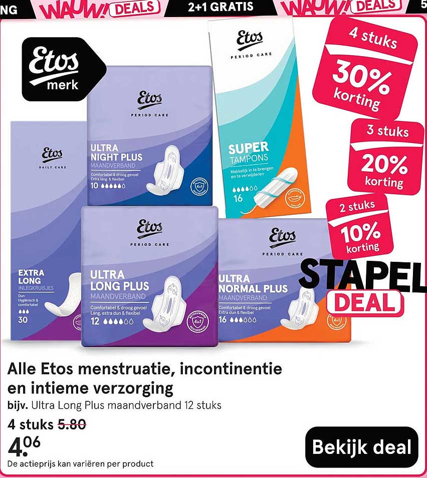 Alle Etos menstruatie, incontinentie en intieme verzorging