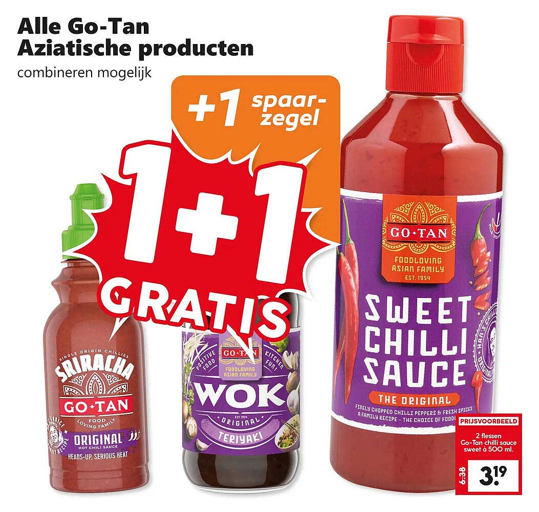 Alle Go-Tan Aziatische producten combineren mogelijk +1 spaarzegel 1+1 gratis