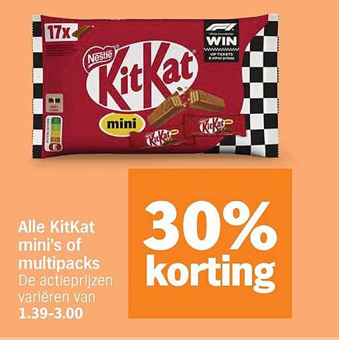 Alle KitKat mini's of multipacks 30% korting