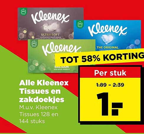 Alle Kleenex Tissues en zakdoekjes