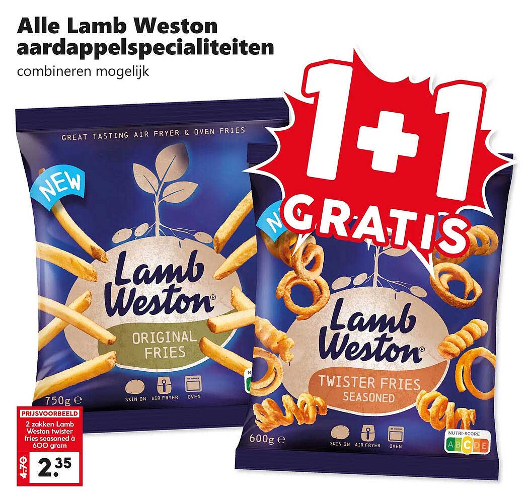 Alle Lamb Weston aardappelspecialiteiten combineren mogelijk 1+1 GRATIS