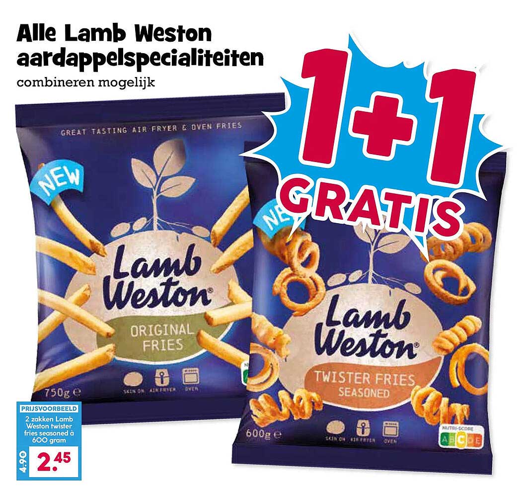 Alle Lamb Weston aardappelspecialiteiten combineren mogelijk 1+1 GRATIS