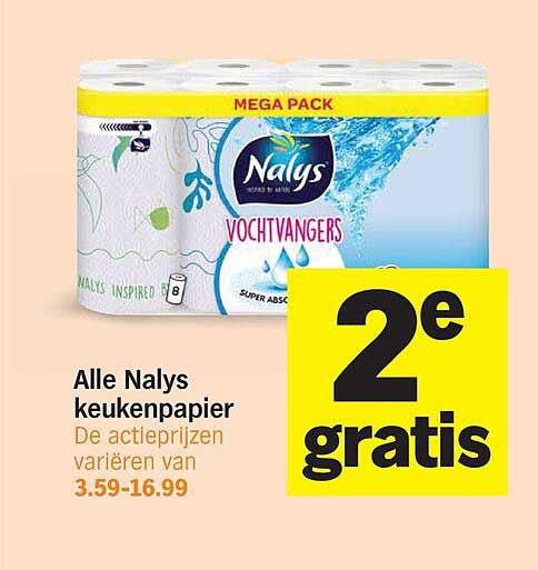 Alle Nalys keukenpapier 2e gratis