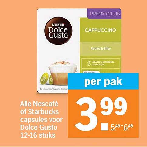 Alle Nescafé of Starbucks capsules voor Dolce Gusto 12-16 stuks