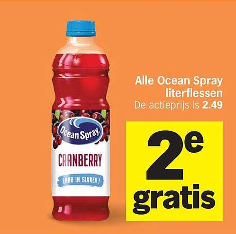 Alle Ocean Spray literflessen 2e gratis