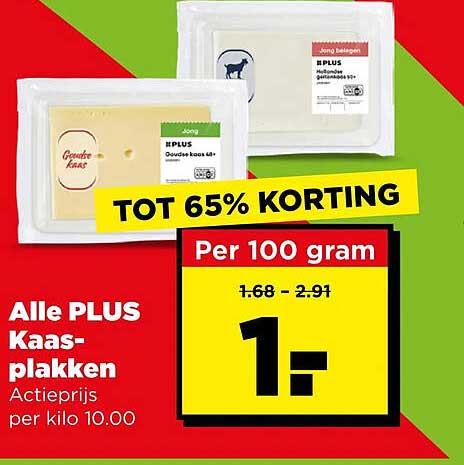 Alle PLUS Kaas-plakken TOT 65% KORTING