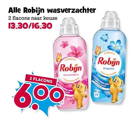 Alle Robijn wasverzachter 2 flacons naar keuze 2 flacons