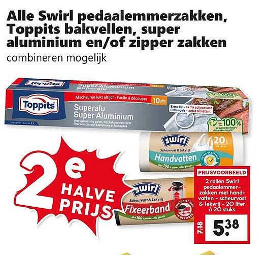 Alle Swirl pedaalemmerzakken, Toppits bakvellen, super aluminium en/of zipper zakken combineren mogelijk 2e halve prijs