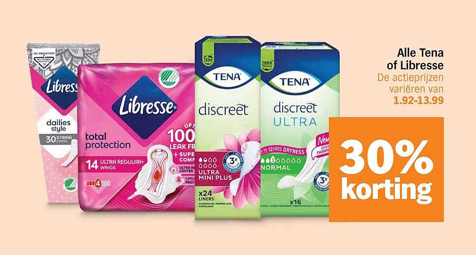 Alle Tena of Libresse 30% korting