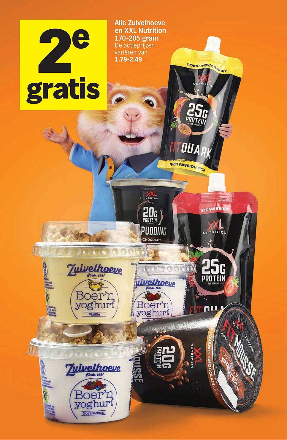 Alle Zuivelhoeve en XXL Nutrition 170-205 gram 2e gratis