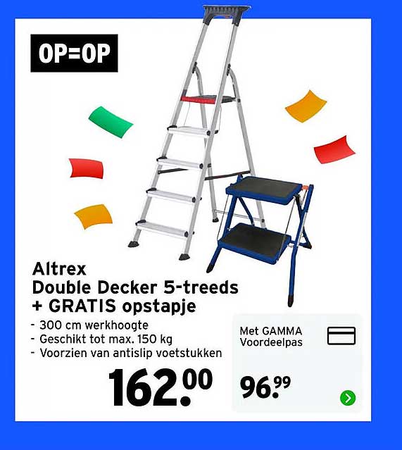 Altrex Double Decker 5-treeds + GRATIS opstapje