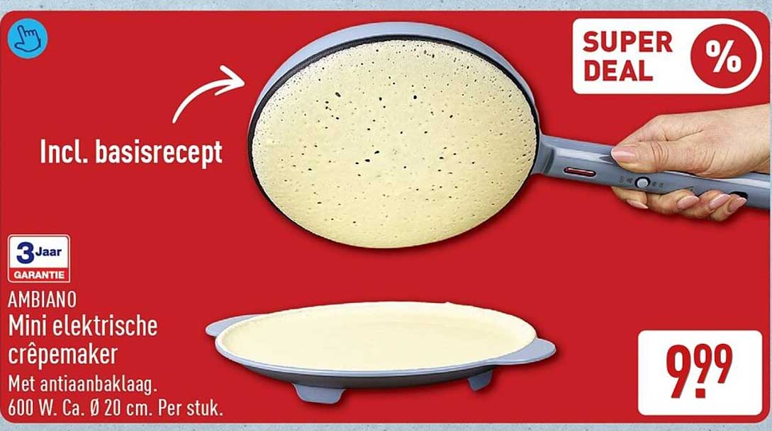 AMBIANO Mini elektrische crêpemaker