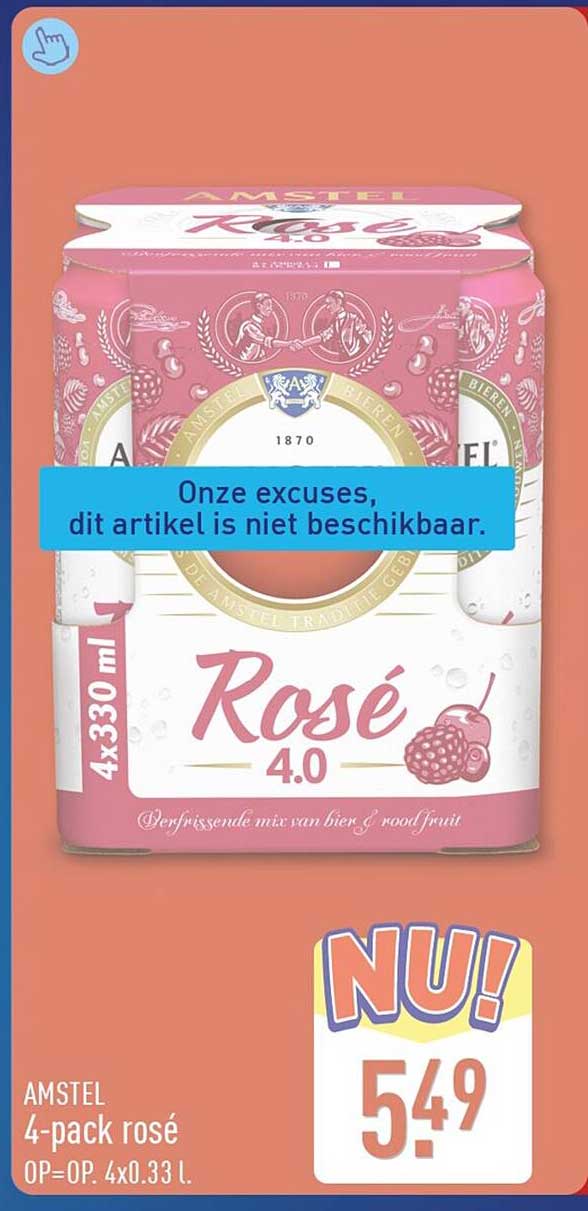AMSTEL 4-pack rosé OP=OP. 4x0.33 l.